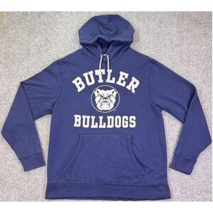 Vintage Butler Bulldogs Hoodie Men XL Blue Pullover College Graphic Sweatshirt